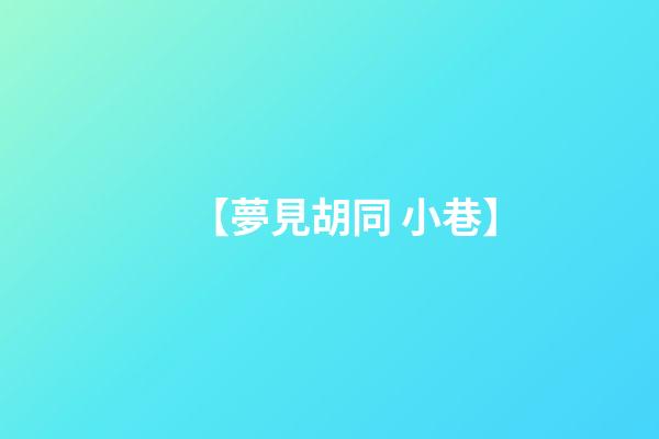 【夢見胡同 小巷】